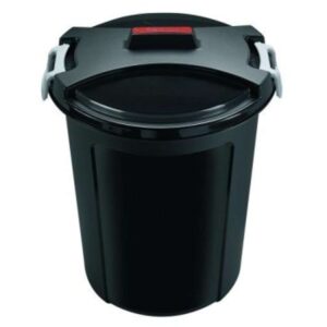 Fodertønde med låg og lås sort 46 eller 70 ltr.