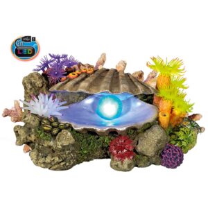 Akvariedekoration - Clam med plants and LED