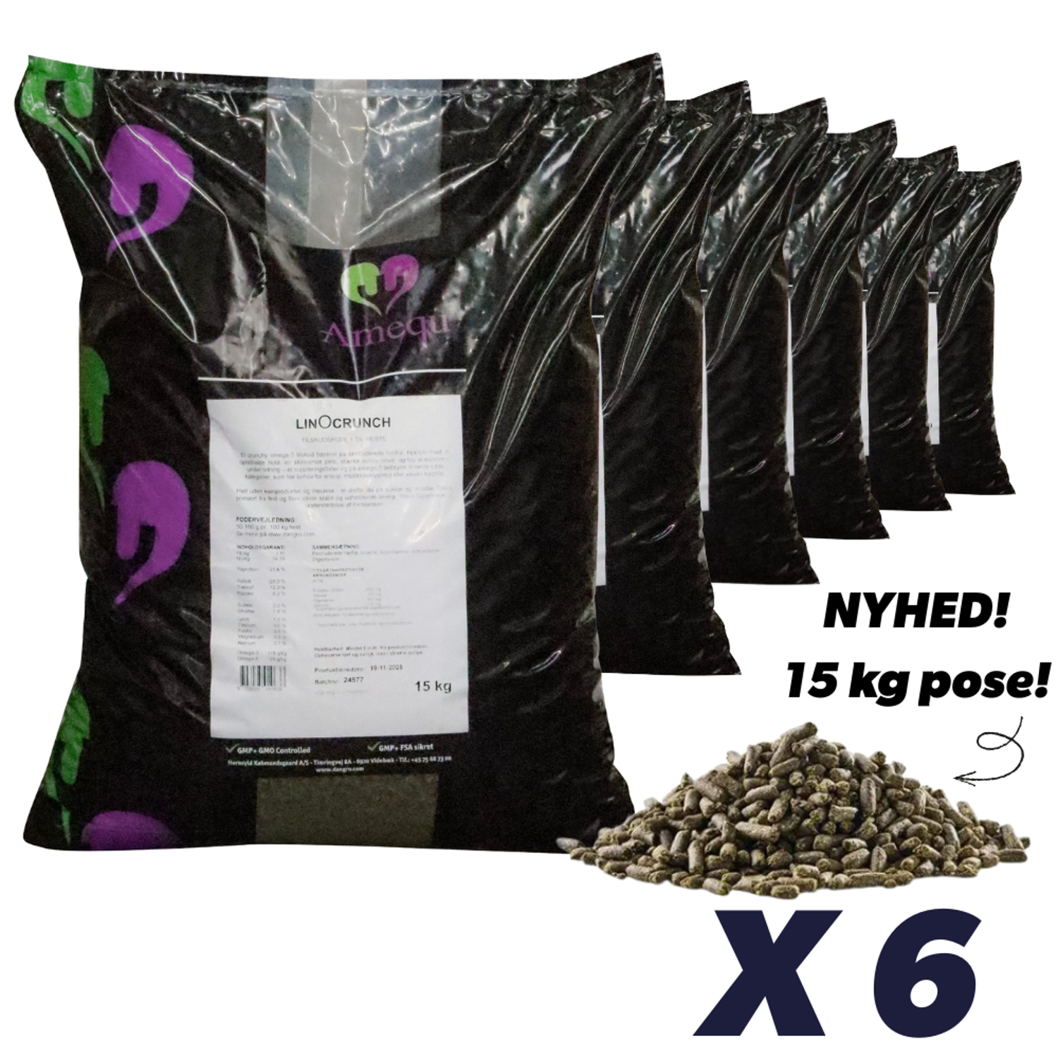 6 x Amequ LinOcrunch 15 kg - Hestefoder