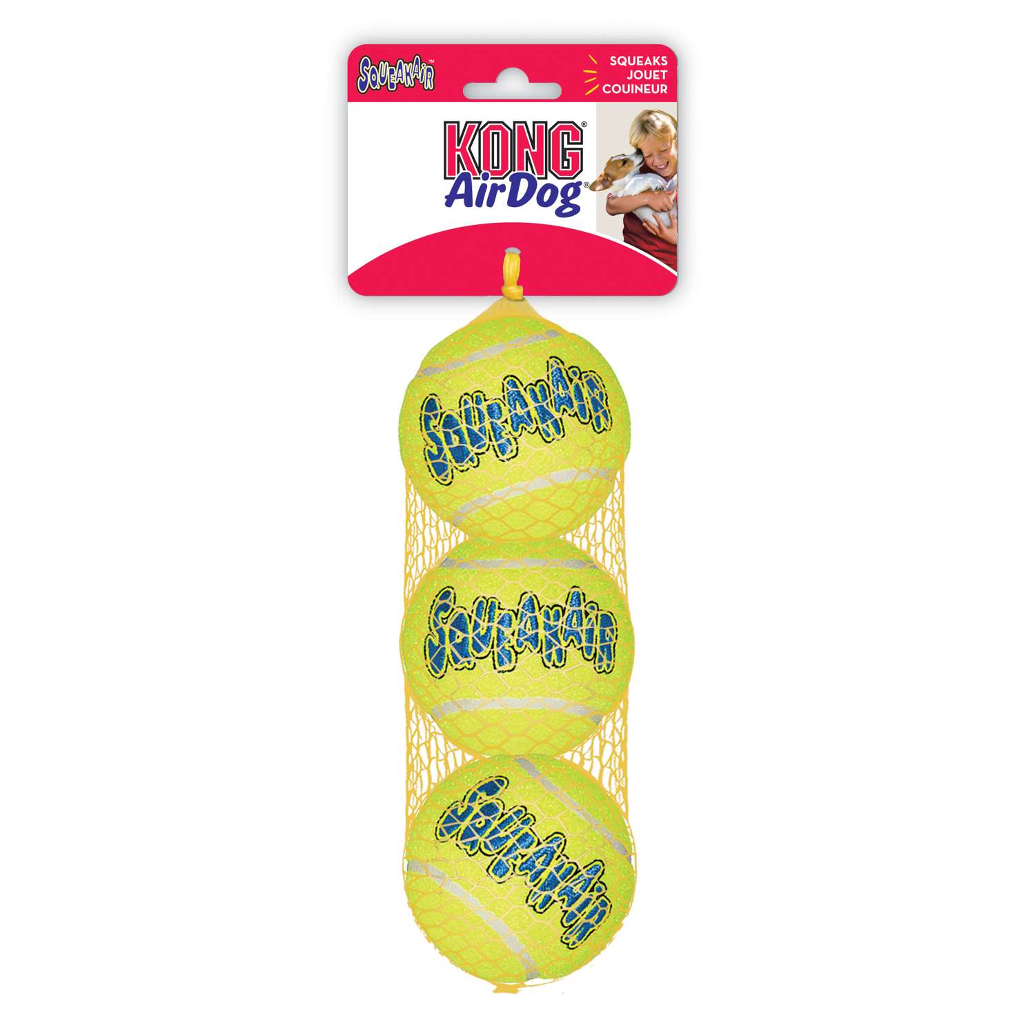 KONG AirDog Squeaker tennisbolde - M - Hundelegetøj