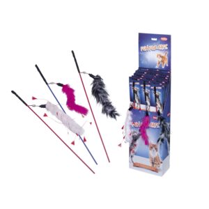 Fiskestang m/fjer assorteret farve