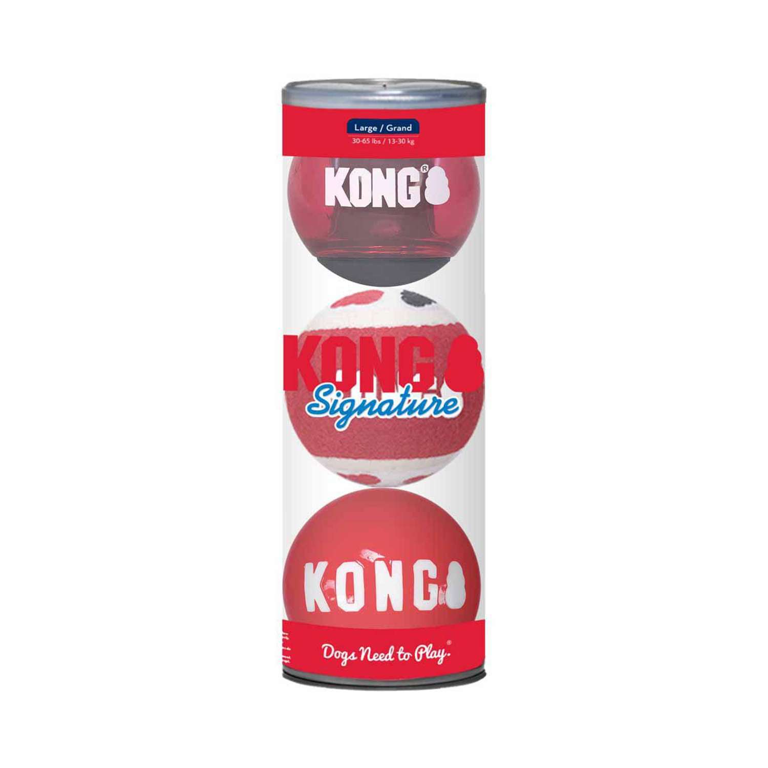 KONG Signatur bolde 3 pk. Large Mix - Hundelegetøj