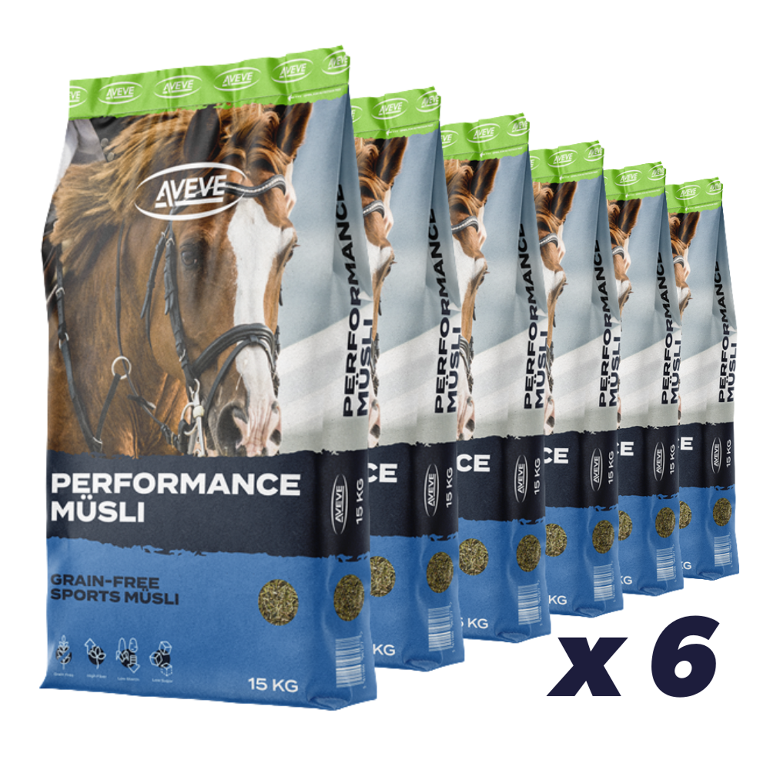 6 x AVEVE Performance Müsli 15 kg - Hestefoder