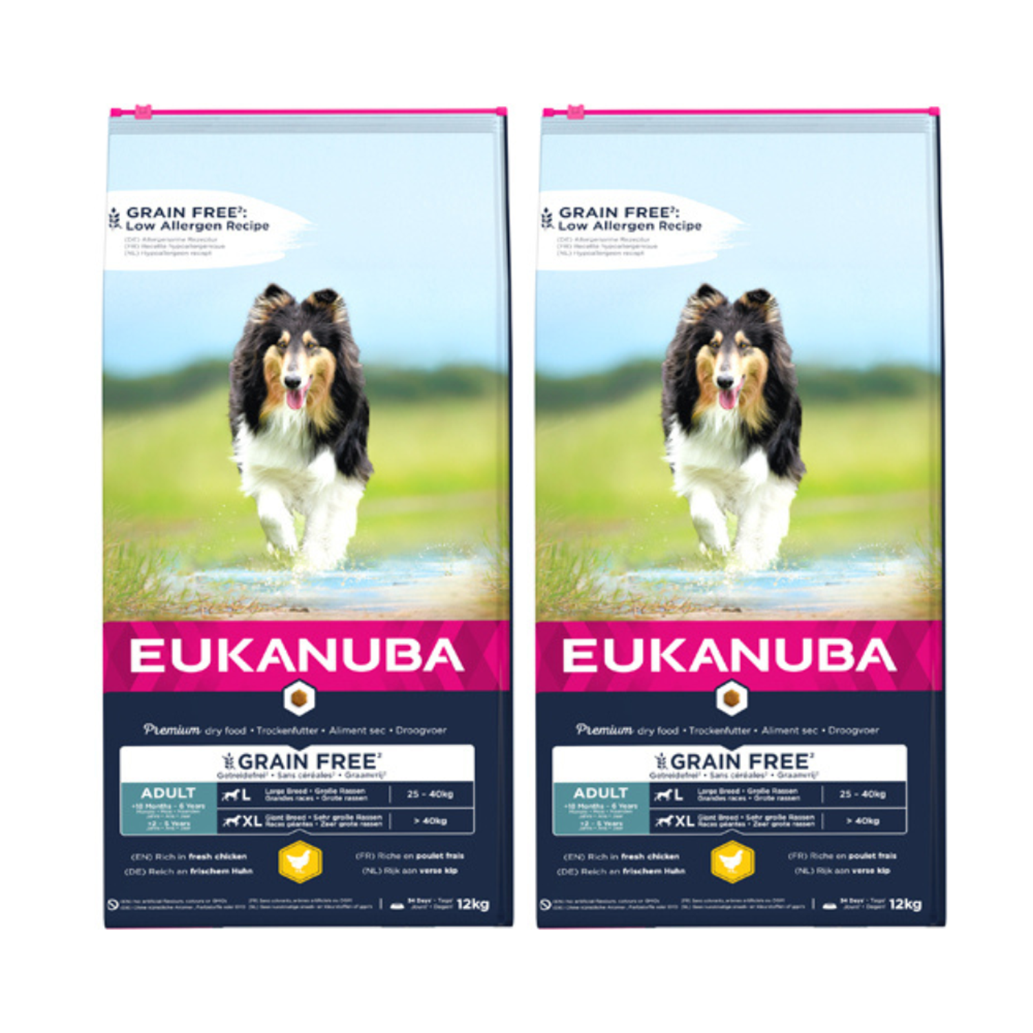 2 x EUKANUBA Adult Large Breed Grainfree kylling 12 kg - Hundefoder