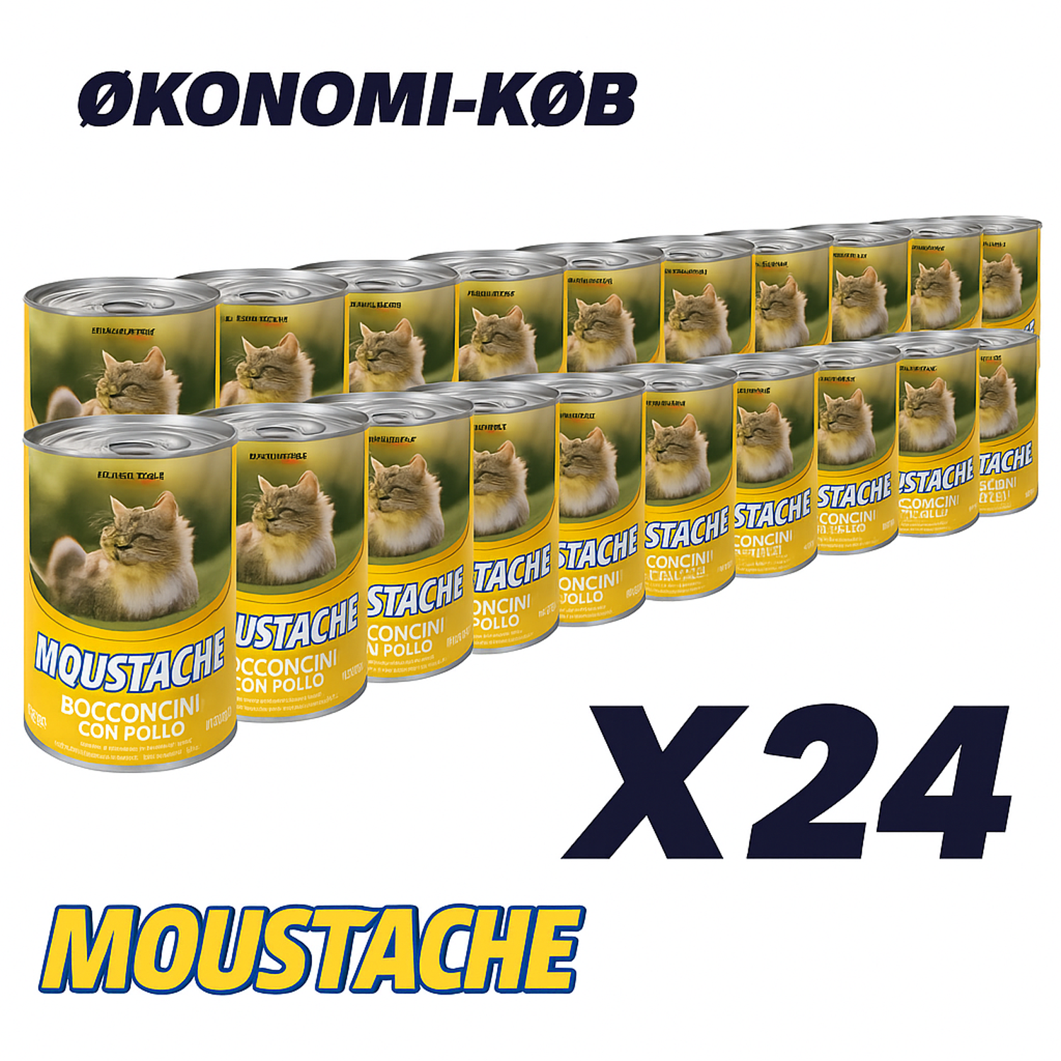 24 x Moustache Dåsemad til kat med kylling 415 g - Kattemad