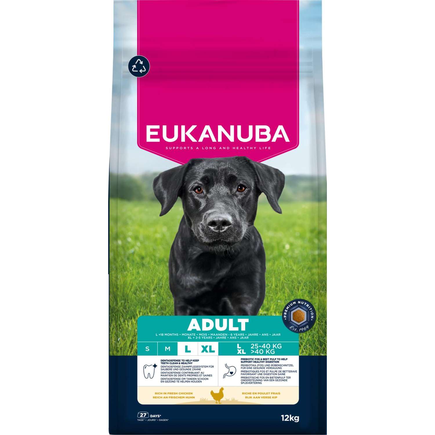 EUKANUBA Adult Large Breed kylling 12 kg / 3 kg - 12 kg - Hundefoder