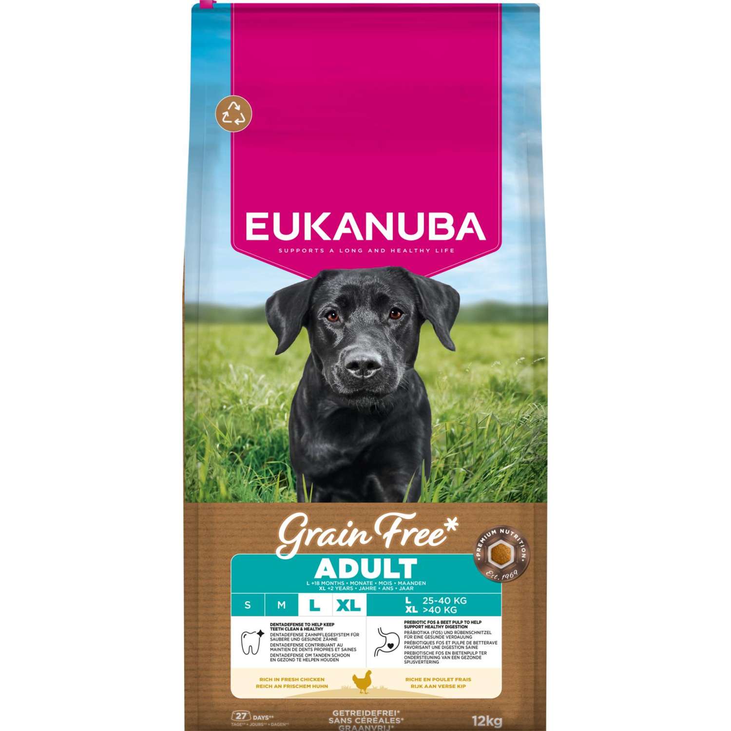 EUKANUBA Adult Large Breed Grainfree kylling 3 kg / 12 kg. - 12 kg - Hundefoder