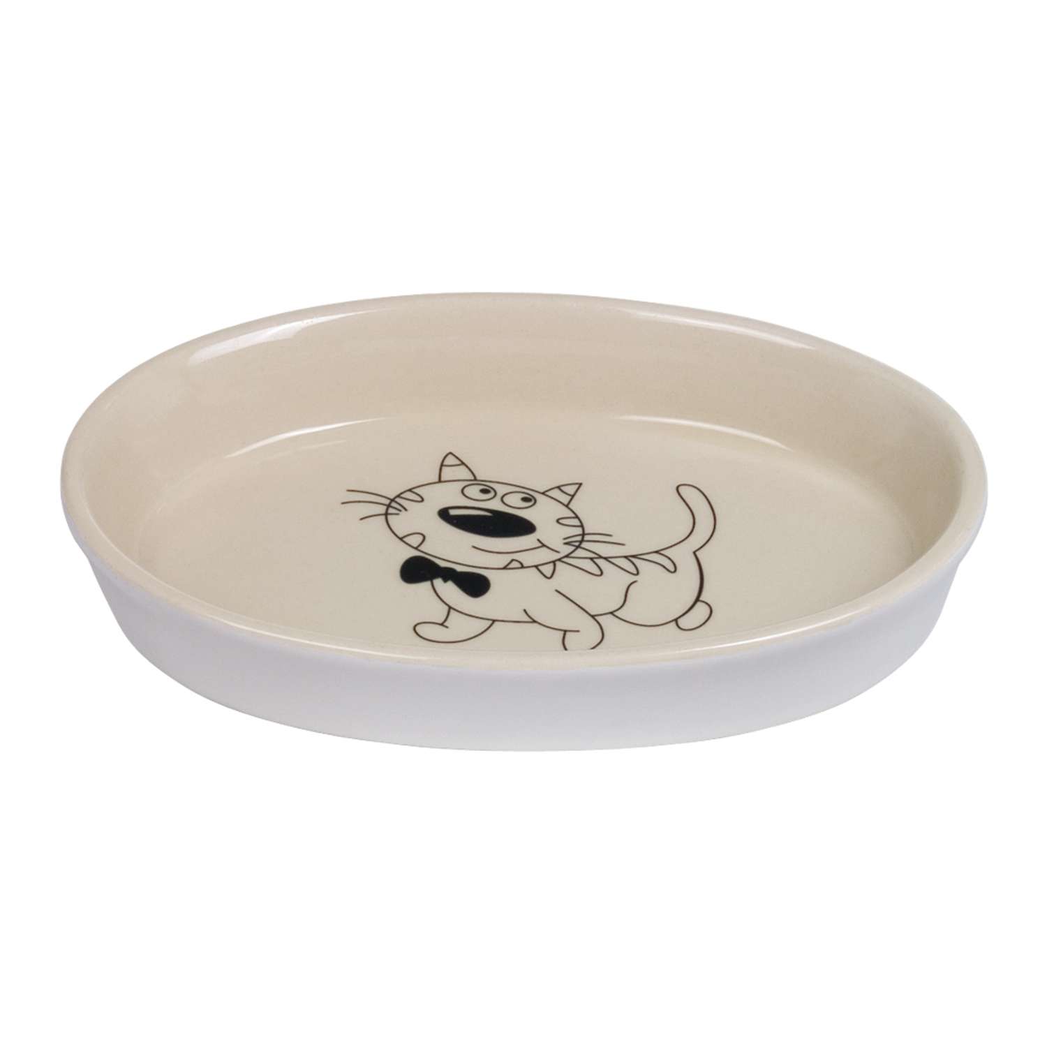 Keramic katteskål oval - 17 X 11 X 2,5 cm - 120 ml - Beige