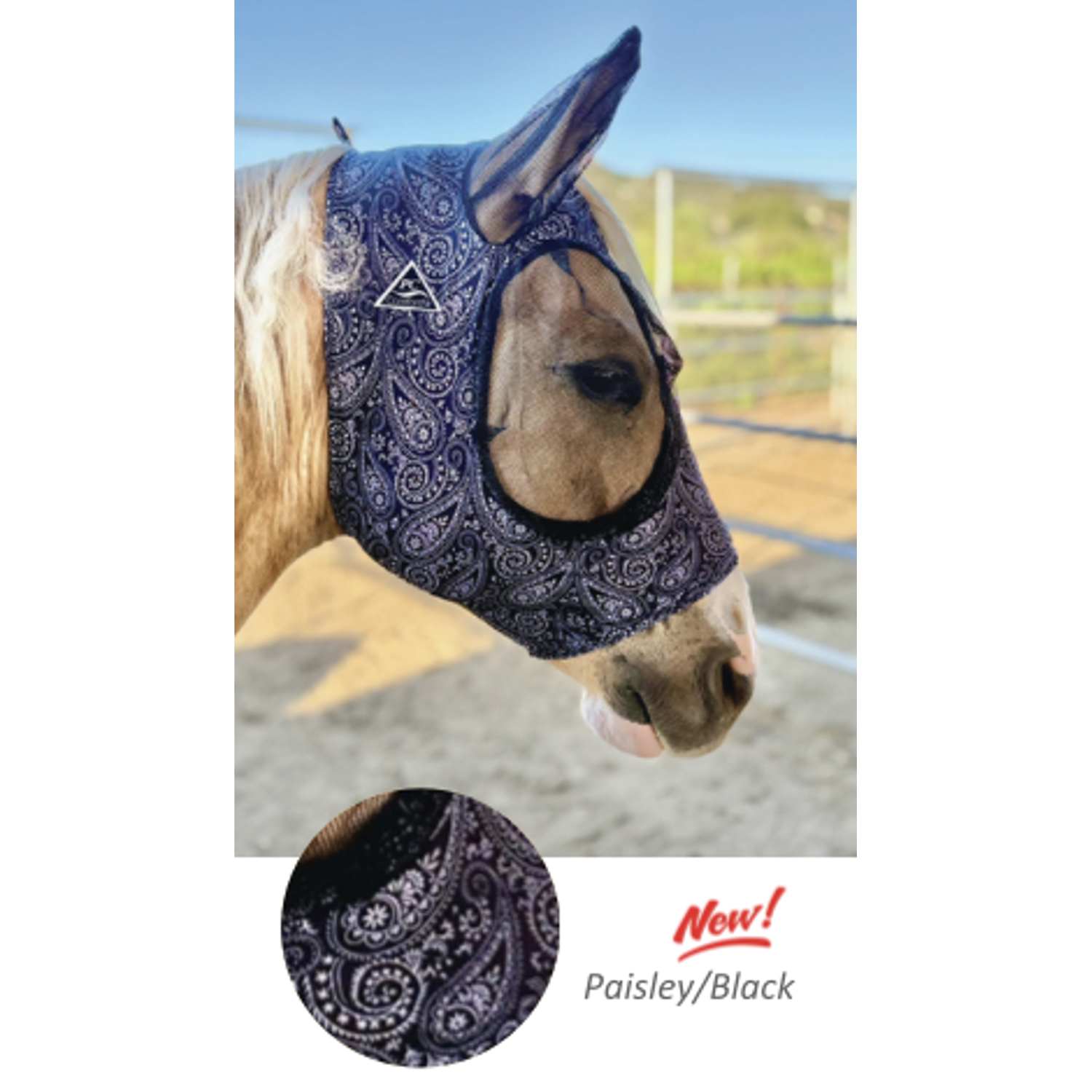 Comfort-Fit Fluemaske - Paisley/Black - X Full horse