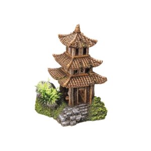 Akvariedekoration - Asian temple med plants