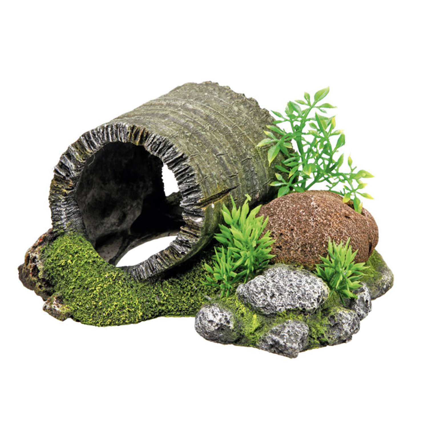 Akvariedekoration - Wood Tunnel med plants