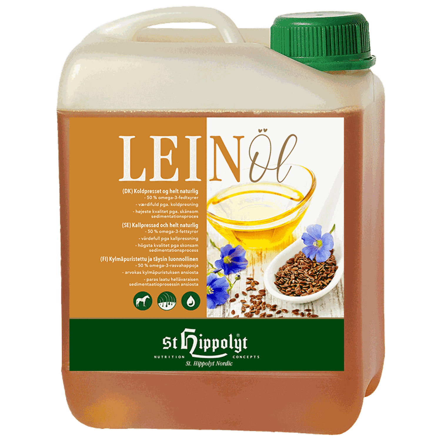 St. Hippolyt Leinöl - hørfrøolie - 2,5 liter