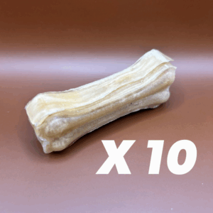 10 x Tyggeben af presset råhud 8 cm
