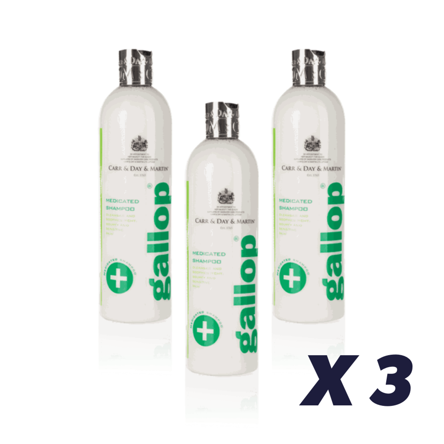 3 x CDM Gallop Medicated Shampoo - 500 ml - 500 ml