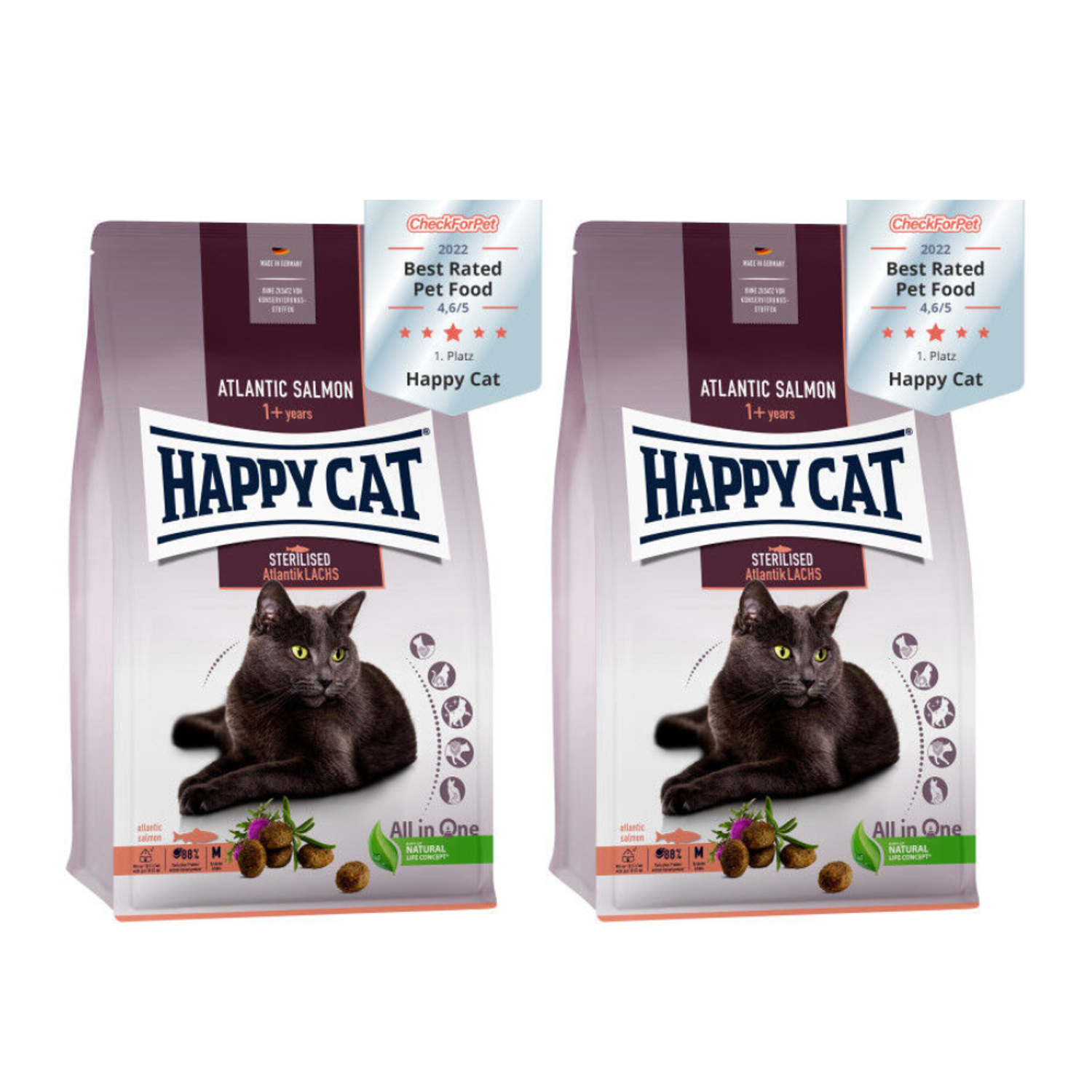 2 x Happy Cat Adult Sterilised Atlantic Laks - 10 kg - Kattemad