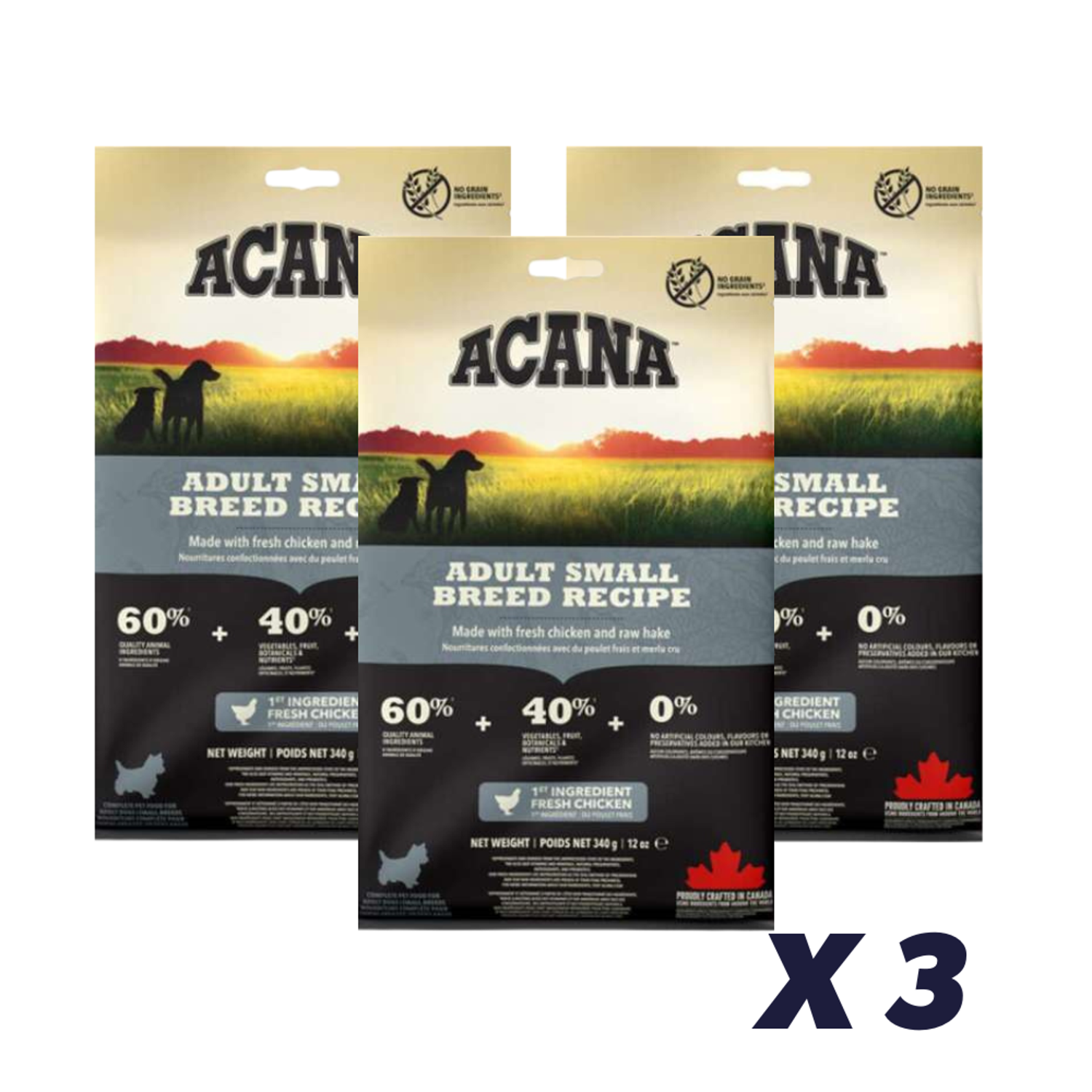 3 x Acana Adult Small Breed Recipé - 340 g - Hundefoder