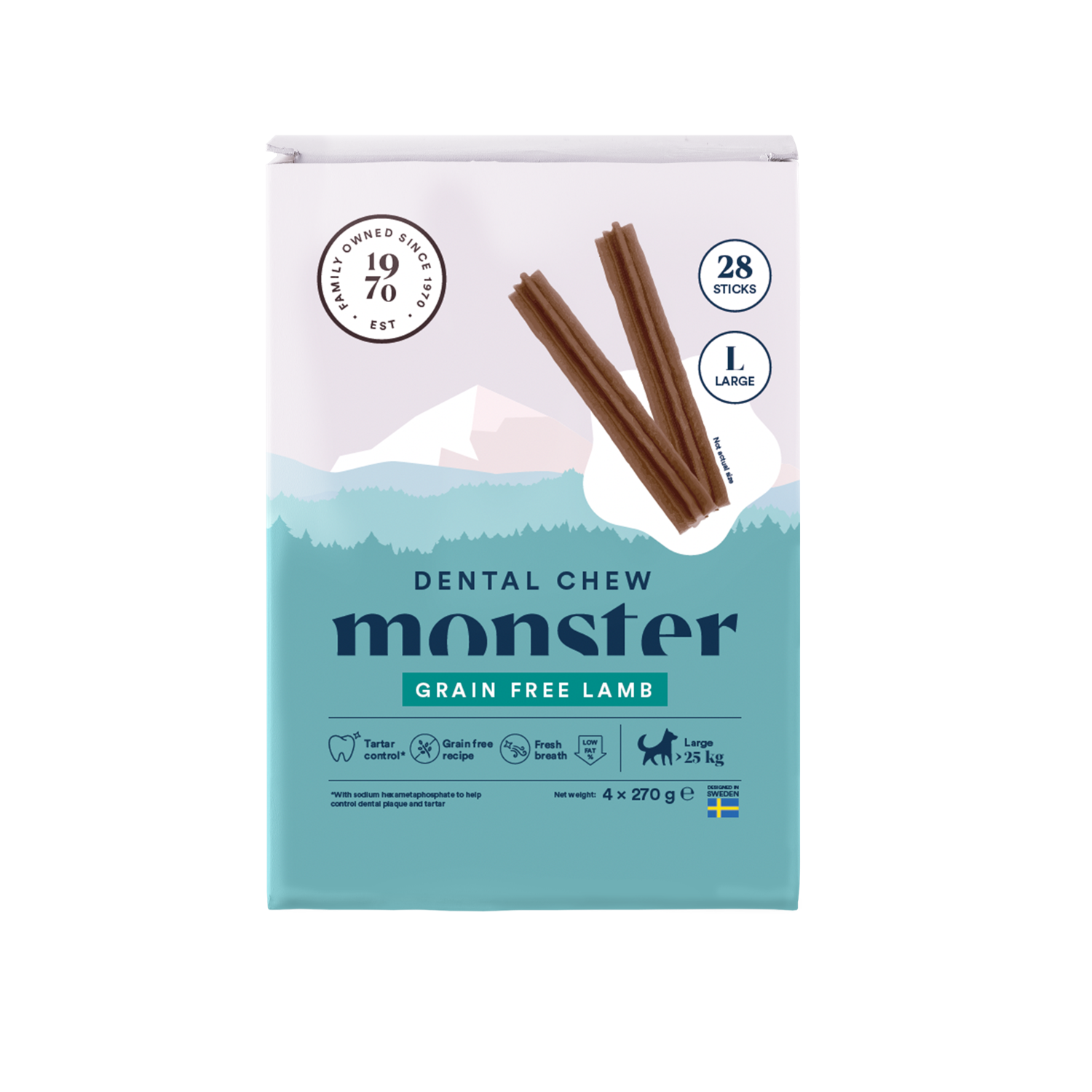 Monster Dog Dental Chew Lam 28 stk - 28 stk. total 720 g - Hundesnacks / Godbidder