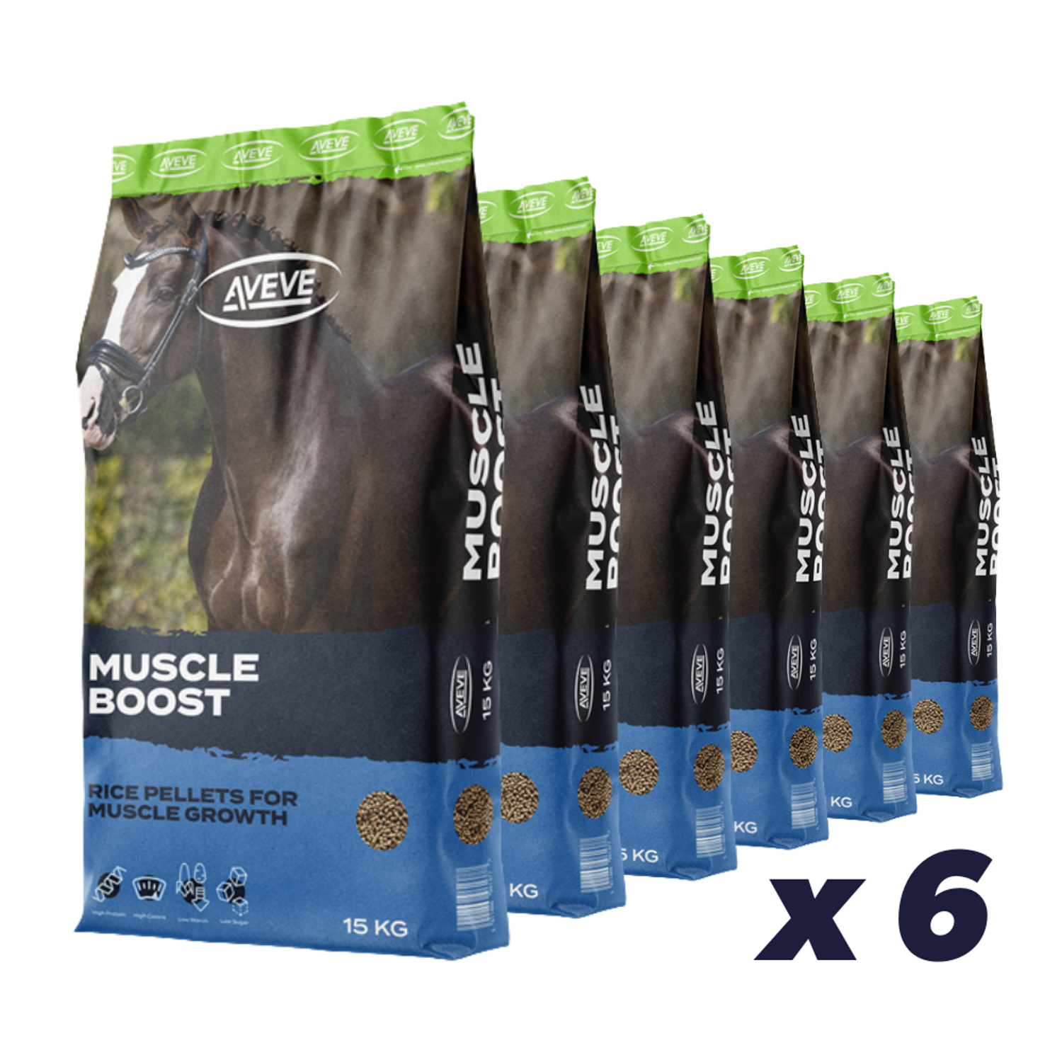 6 x AVEVE Muscle Boost 15 kg - 15 kg - Hestefoder