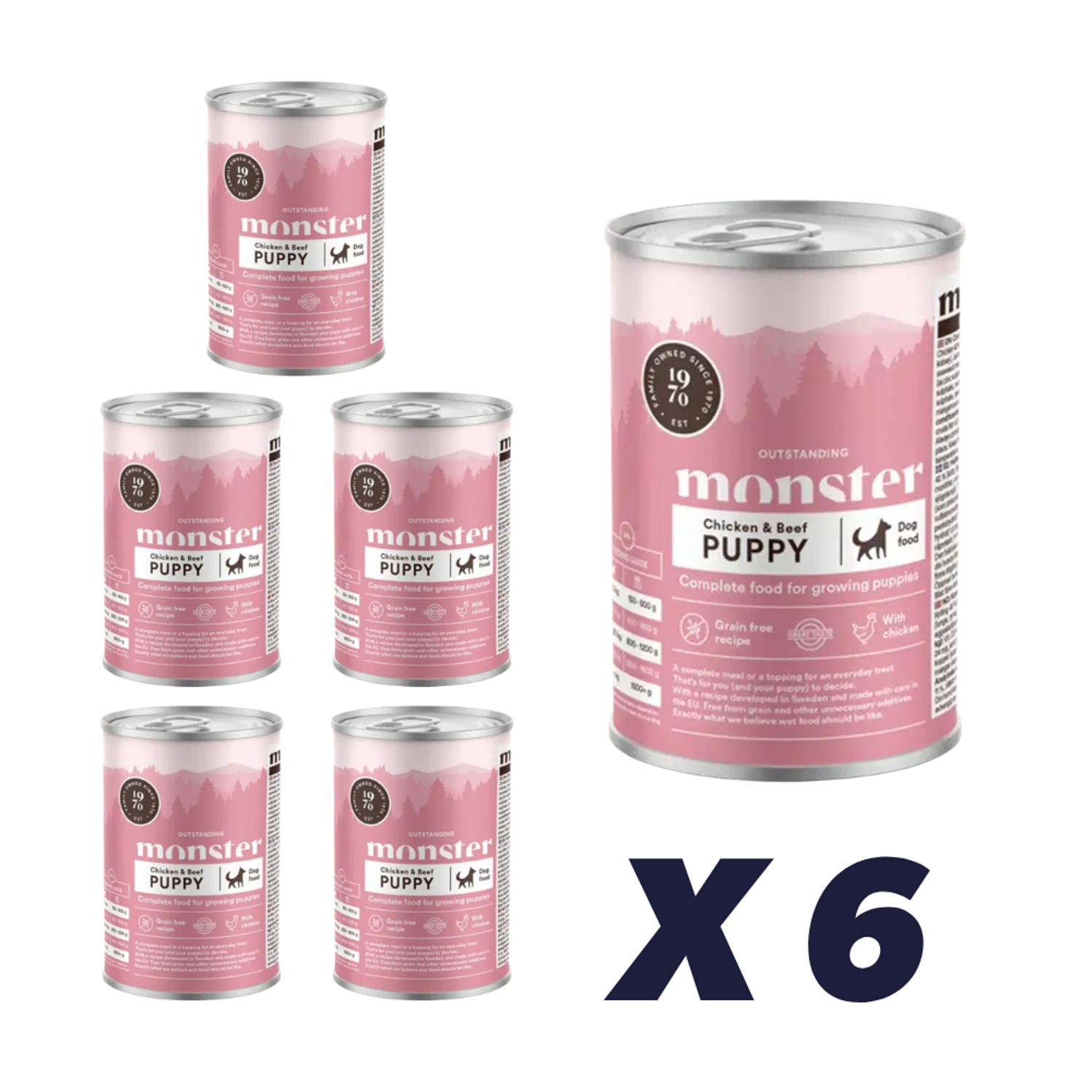 Monster Dog Puppy Kylling Dåse 6 x 400 g