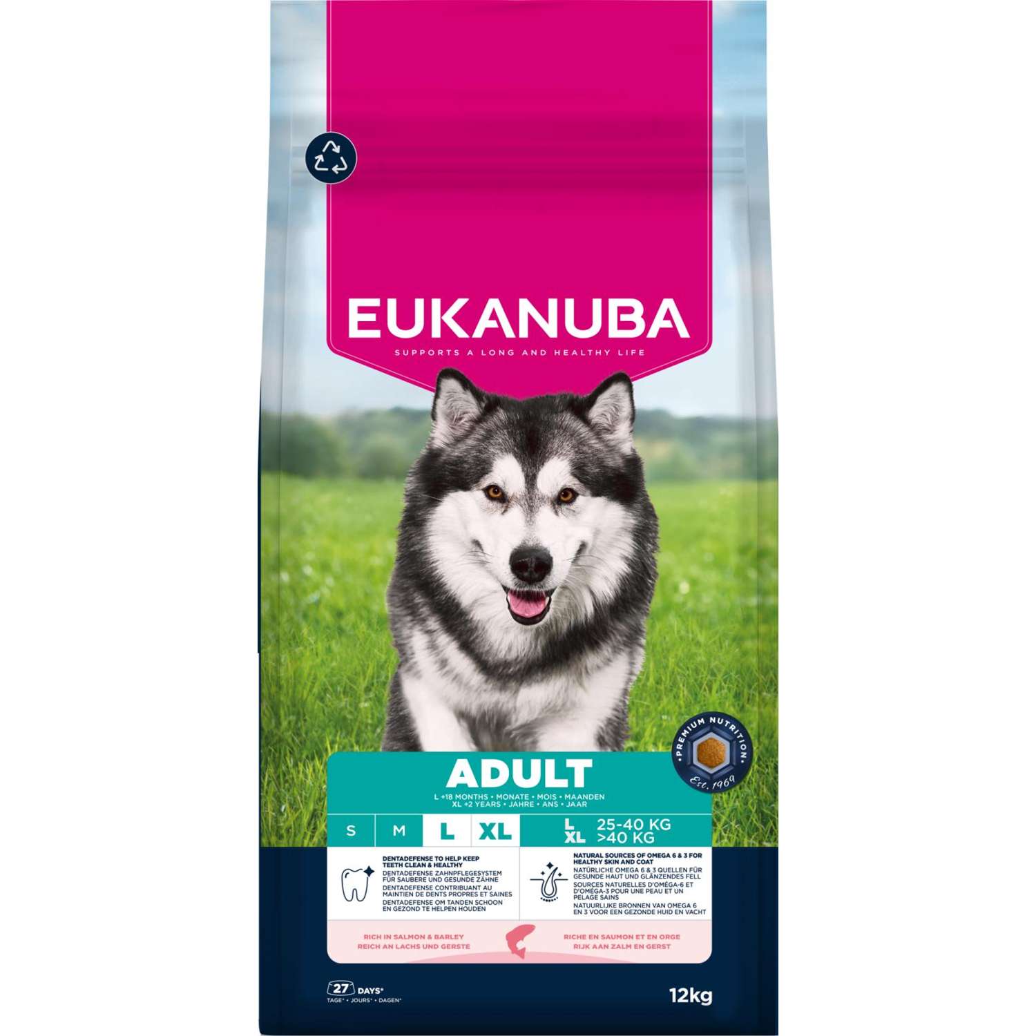 EUKANUBA Adult Large Breed laks & byg - 12 kg - Hundefoder