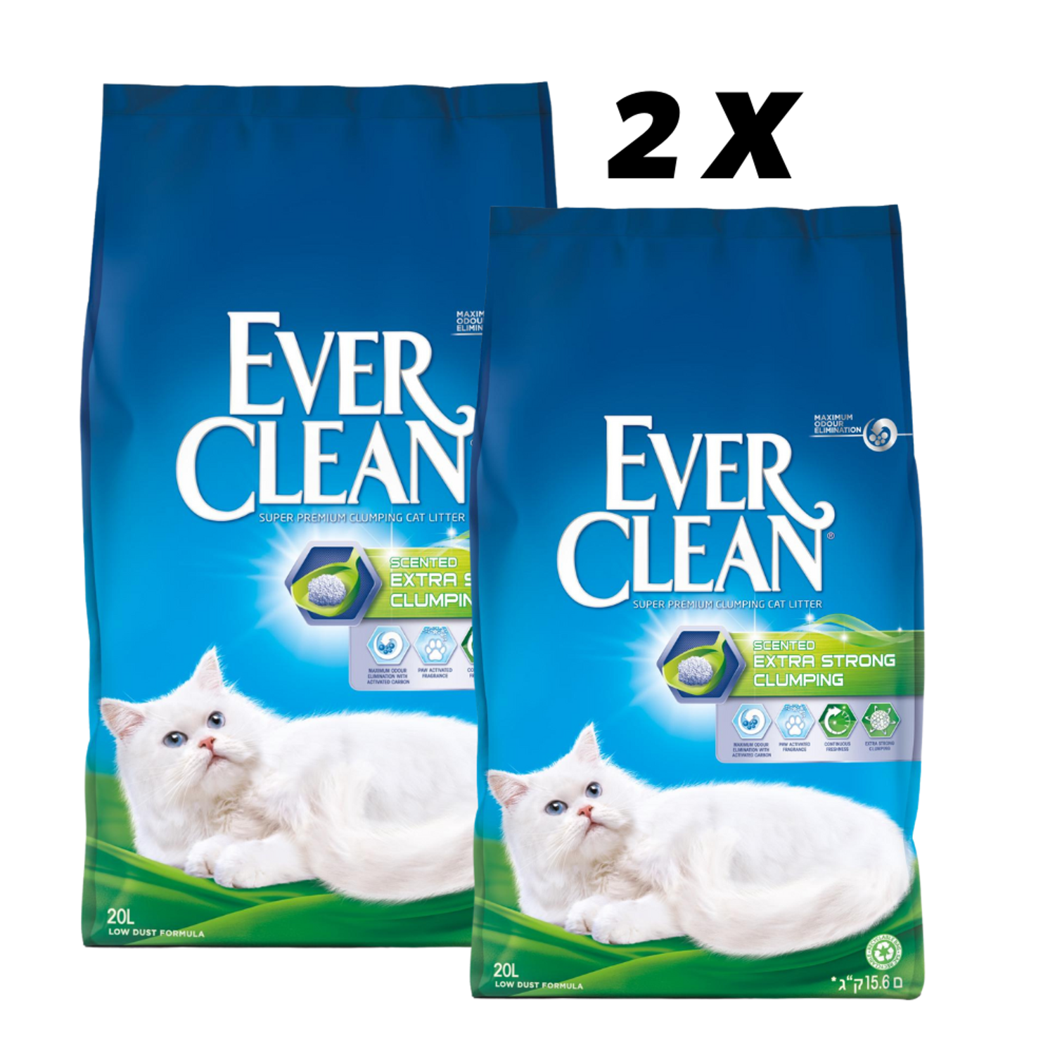 2 x Ever Clean Kattegrus - Extra Strenght m. Parfume 20 liter - 20 L