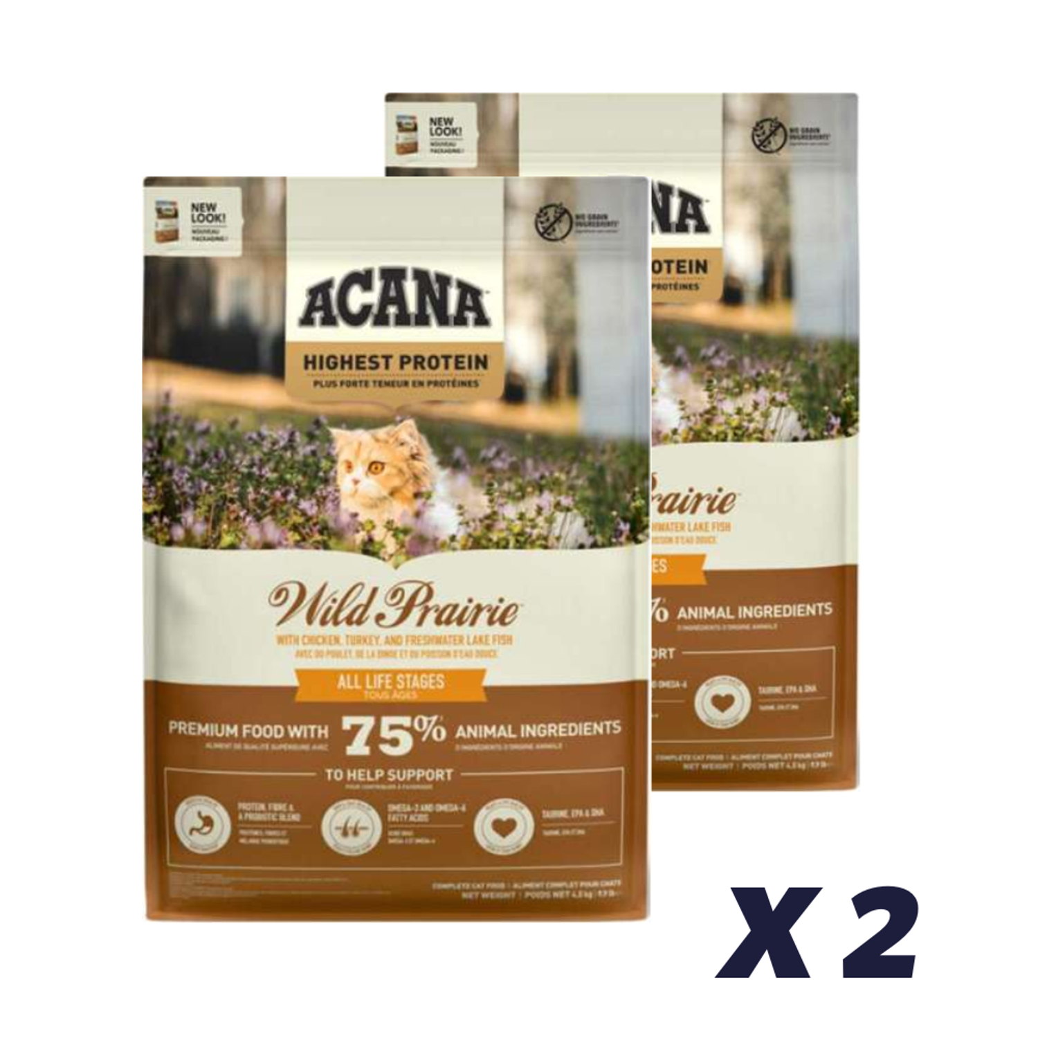 2 x ACANA CAT Highest Protein Wild Prairie - 4,5 kg - Kattemad