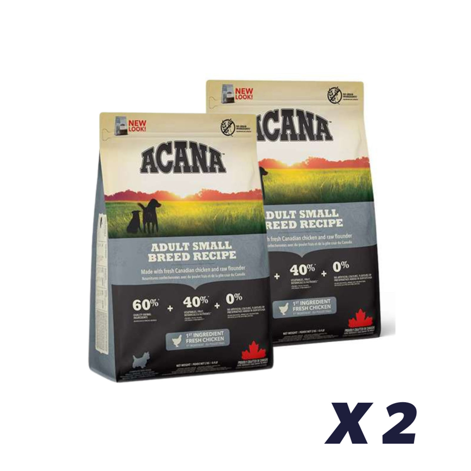 2 x Acana Adult Small Breed Recipé - 2 kg - Hundefoder