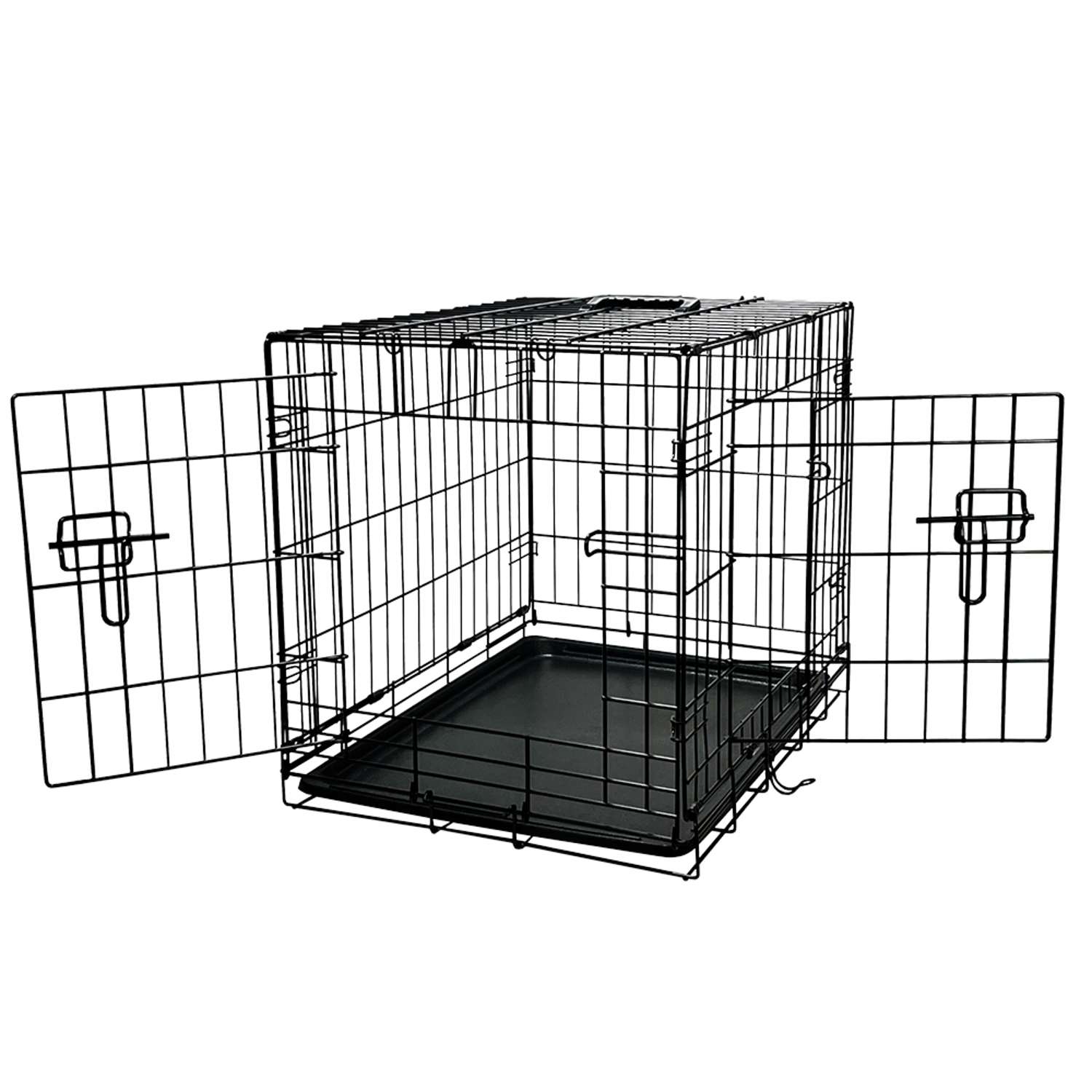 Foldbart transportbur til bil, sort m/plastbakke - Black - S: 62x43x49cm