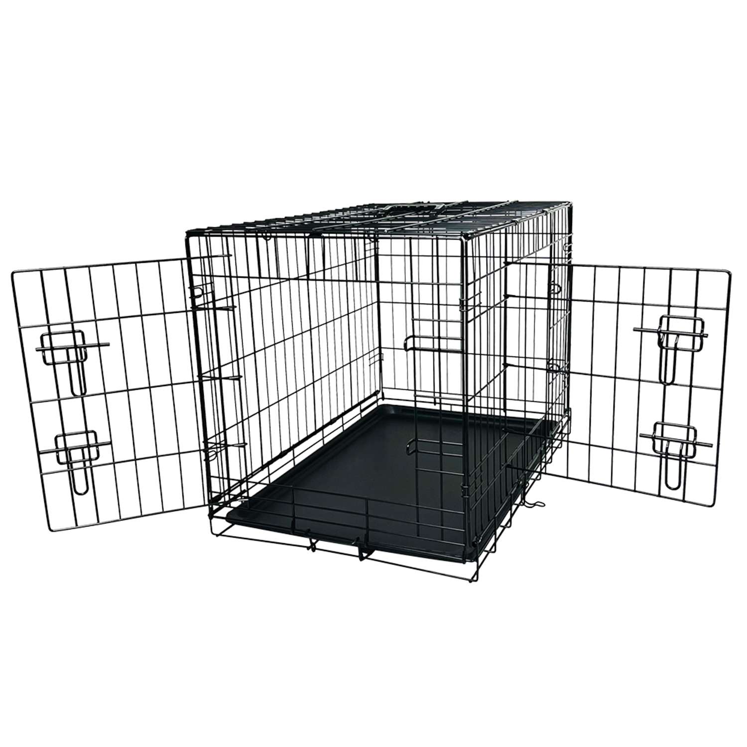 Foldbart transportbur til bil, sort m/plastbakke - Black - M: 78x48x54cm