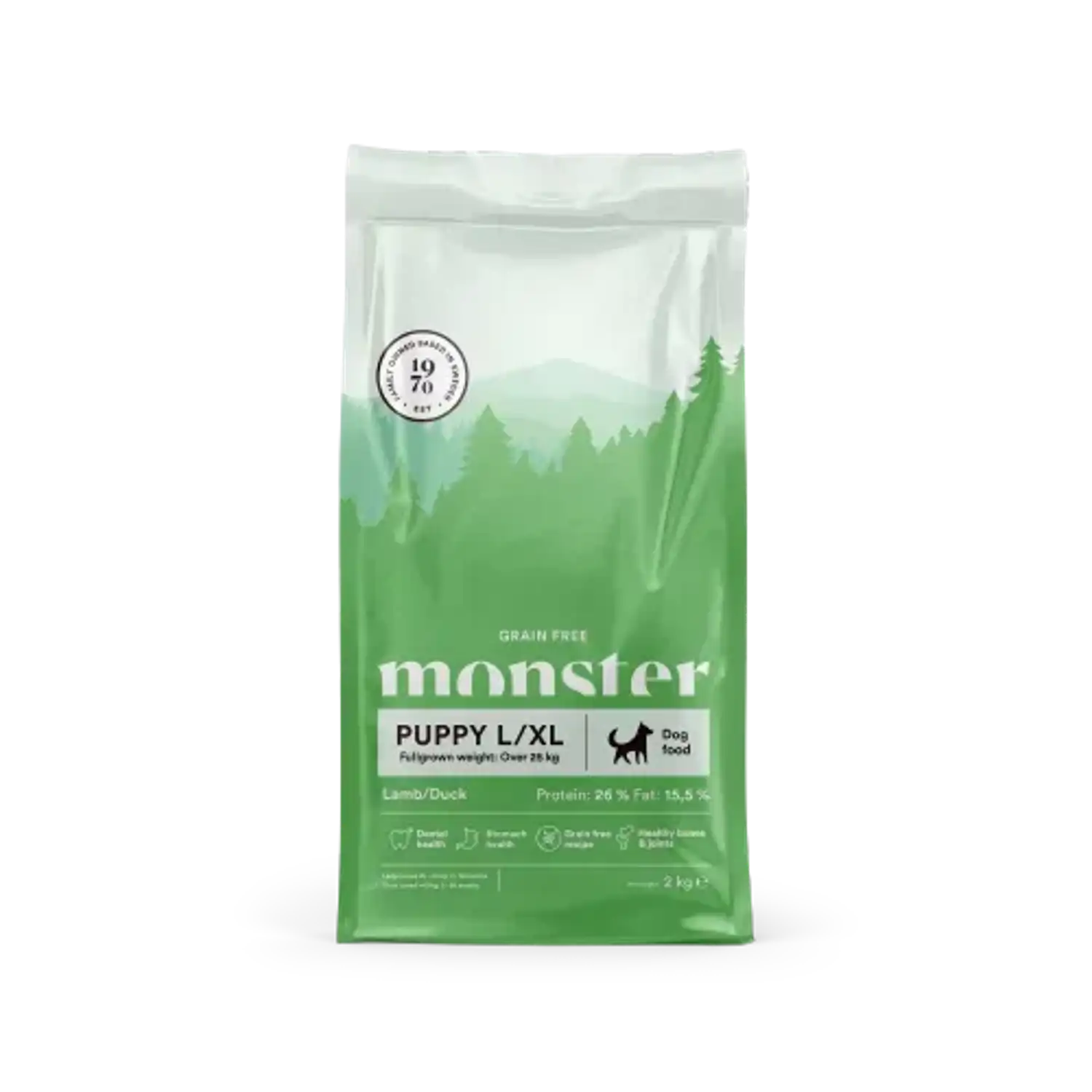 Monster Dog Kornfri Puppy L/XL Lam/And - 12 kg - Hundefoder