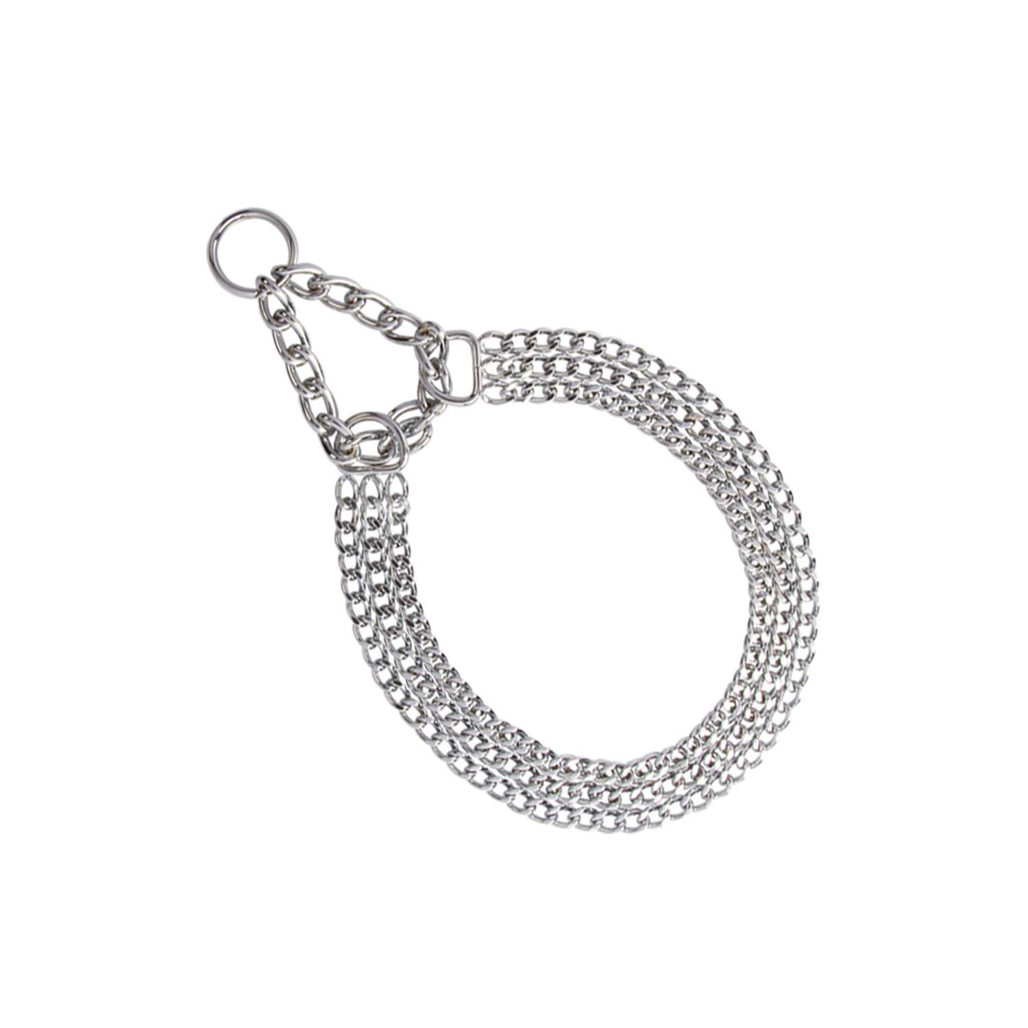 Kædehalsbånd, halvkvæl, krom, 3-ræk 2 mm - L