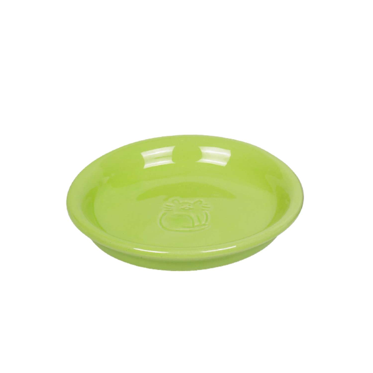 Keramik mælkeskål til kat, 0,1 l / ø 14 x 2 cm - Neon Green - 14x14x3 cm