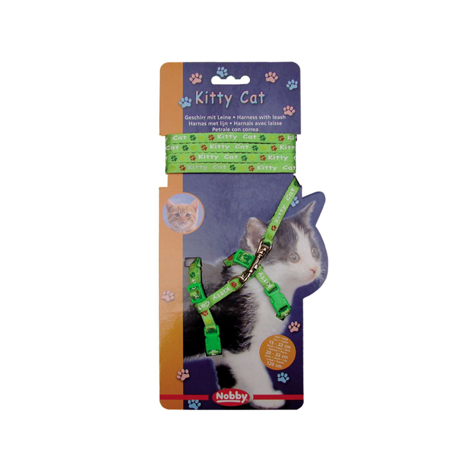 Kattesele & -line, "KITTY CAT" 120 cm/20-32 cm - Green - 120 cm