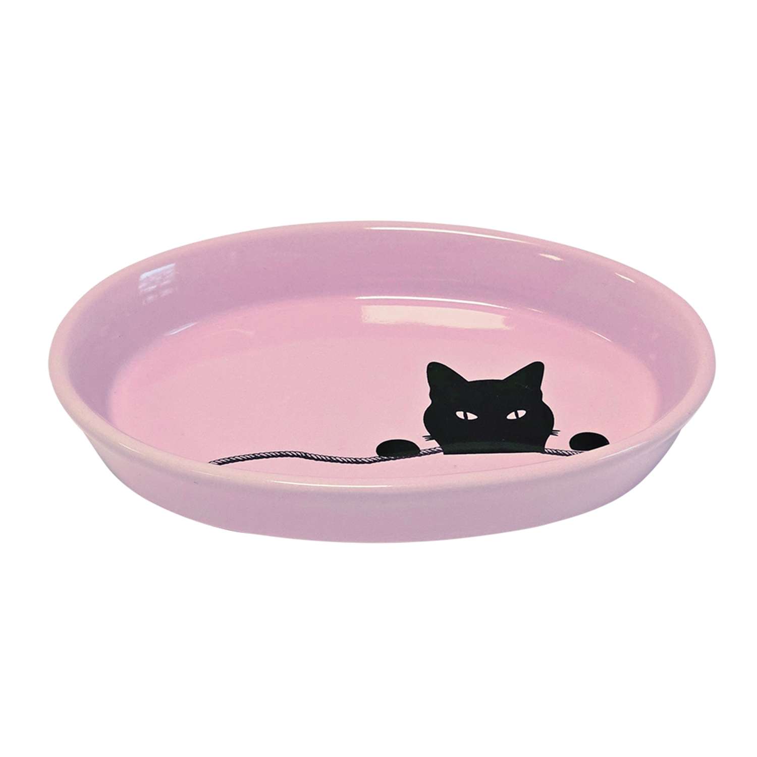 Kattetallerken i keramik, oval, WILSON, Pink, 120 ml