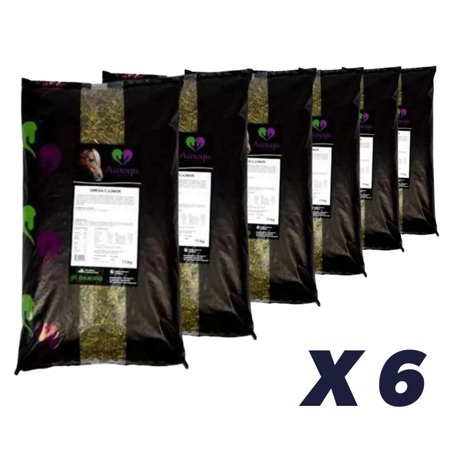 6 x Omega-3 Junior Care - 15 kg - Hestefoder