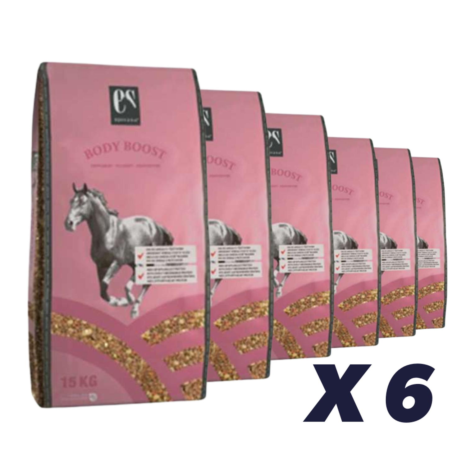 6 x Equsana Body Boost 15 kg - 15 kg - Hestefoder