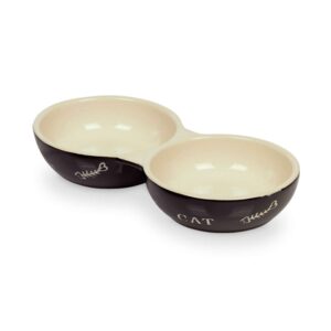 Dobbelt keramikskål CAT, 130 ml, Sort