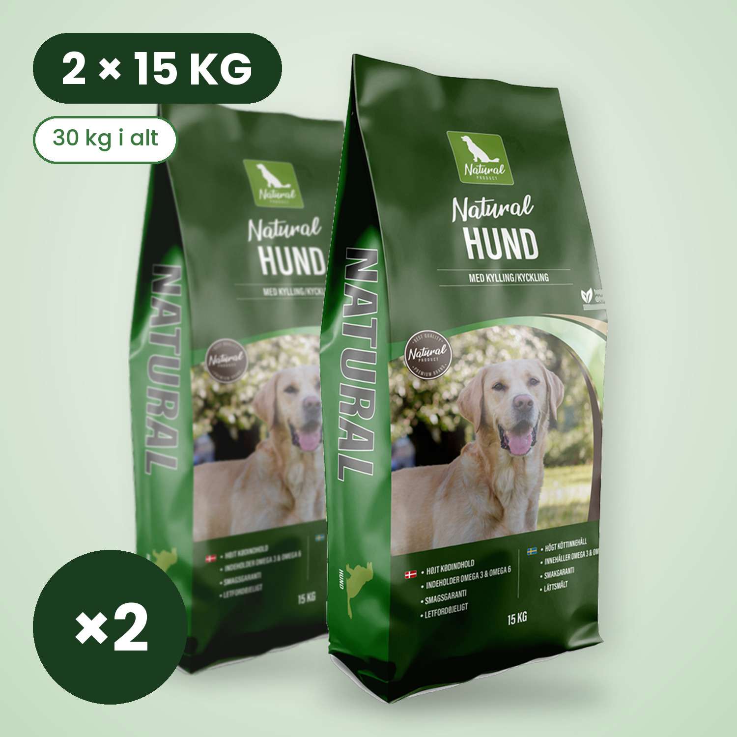 2 x Natural Hund 15 kg - 15 kg - Hundefoder