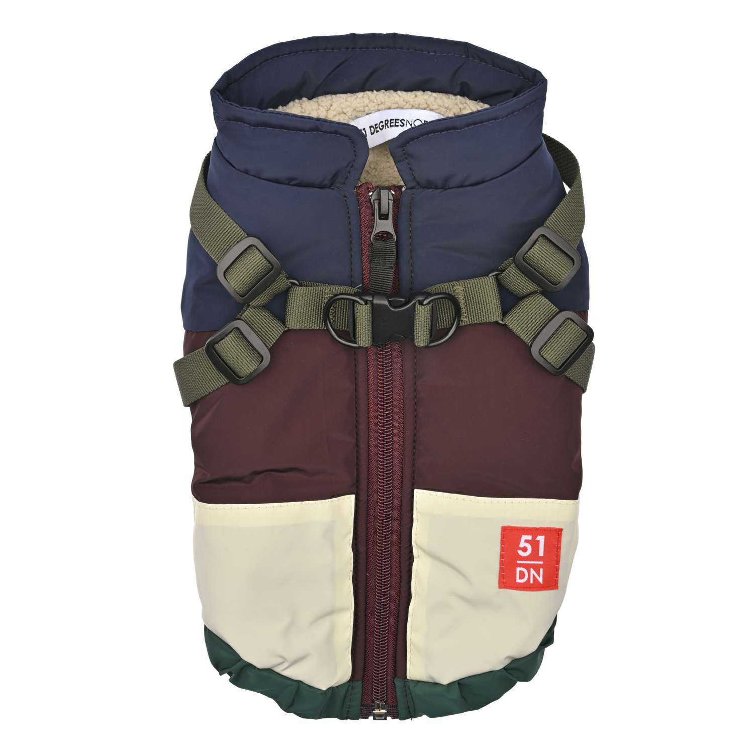 Color Block Harness Coat - 24 cm , Burgundy