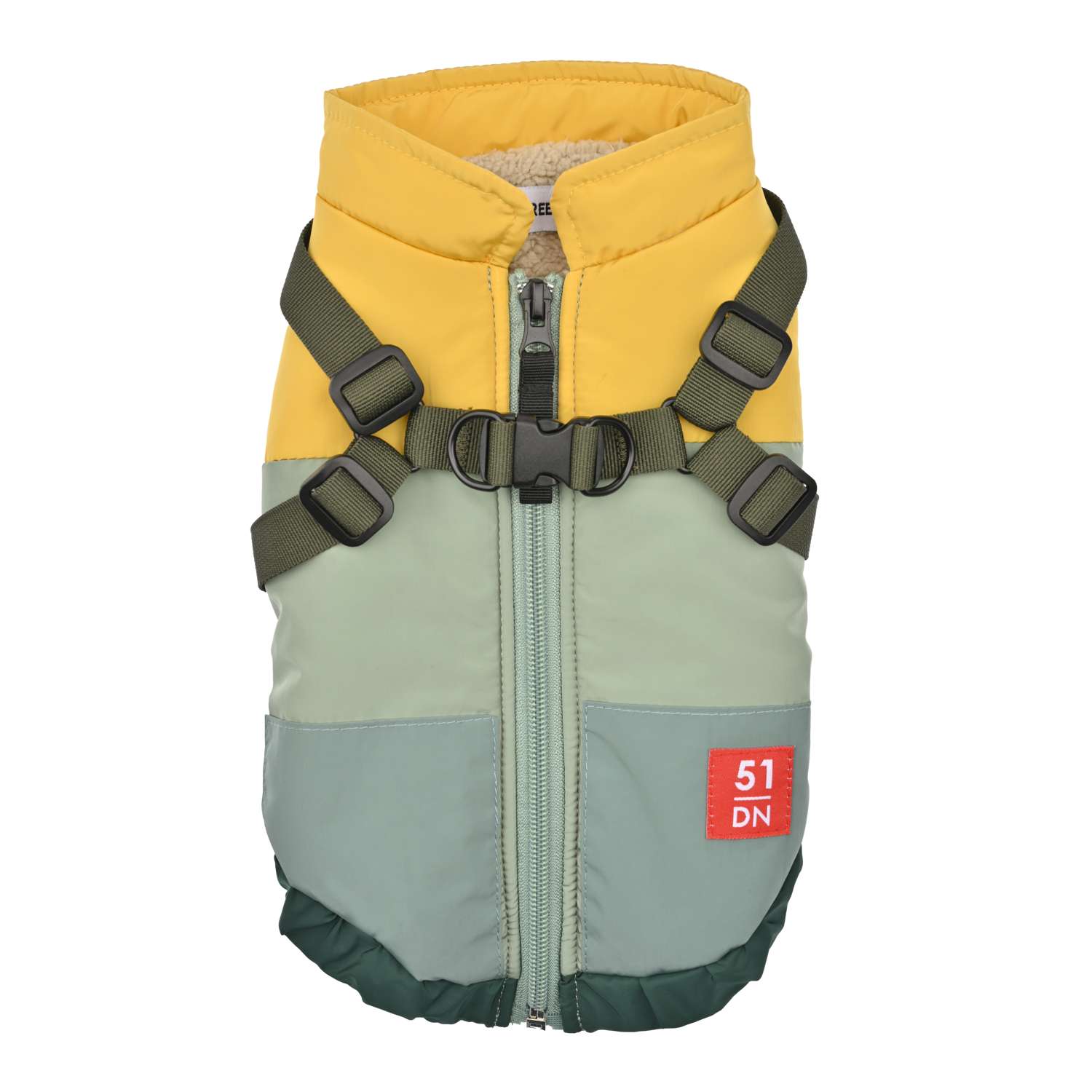 Color Block Harness Coat - 40 cm , Green
